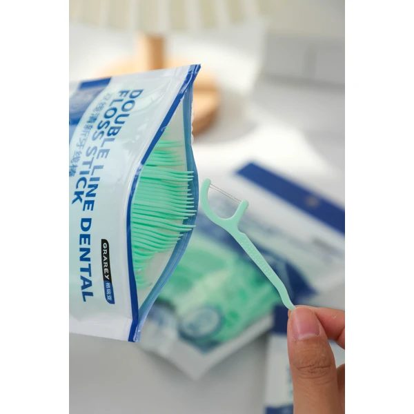 Double Line Dental Floss Stick   