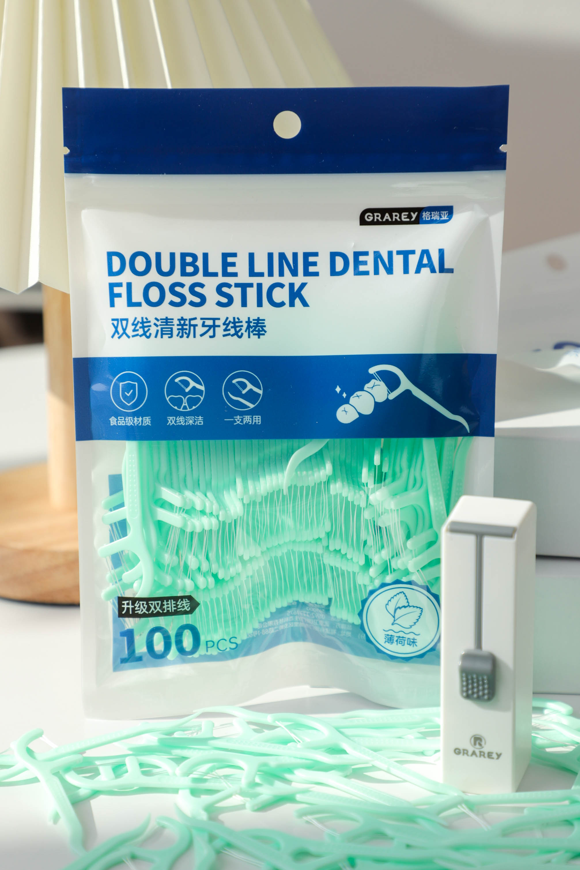 Double Line Dental Floss Stick   