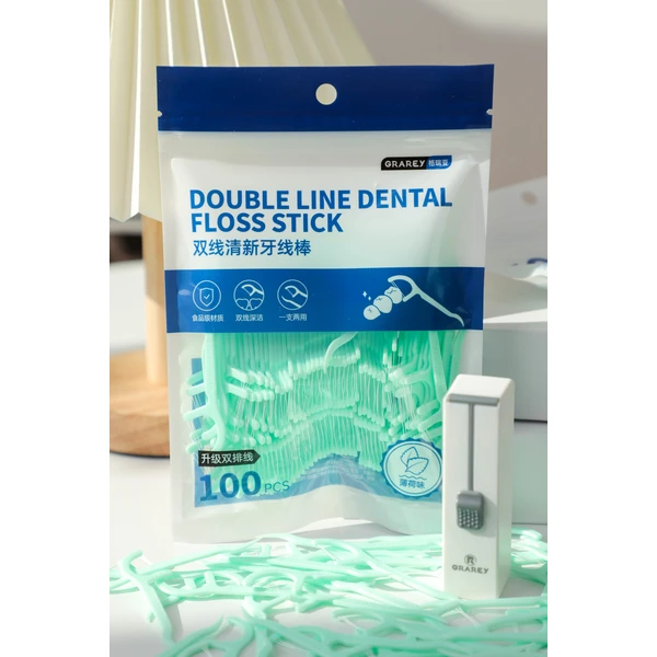 Double Line Dental Floss Stick   