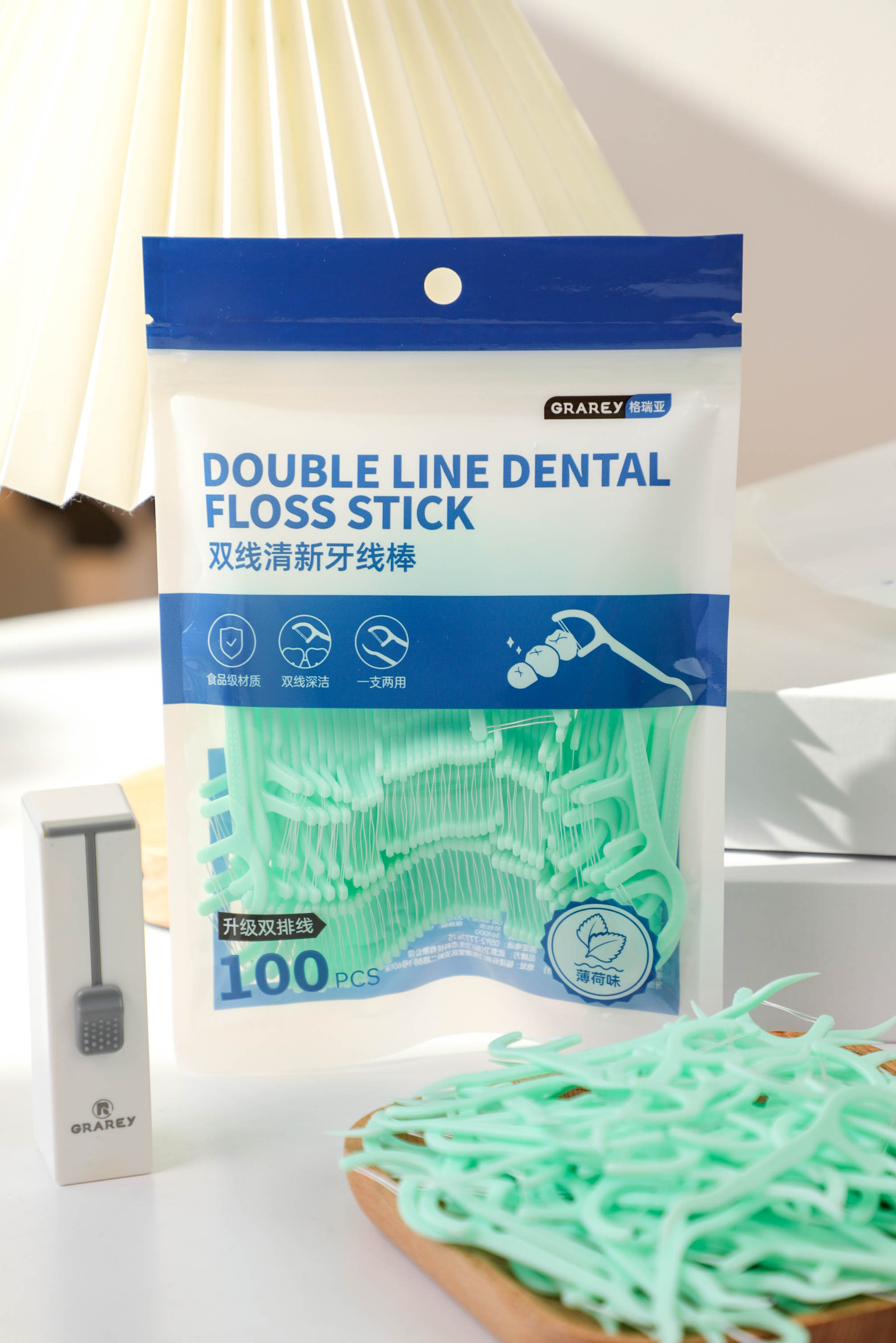 Double Line Dental Floss Stick   