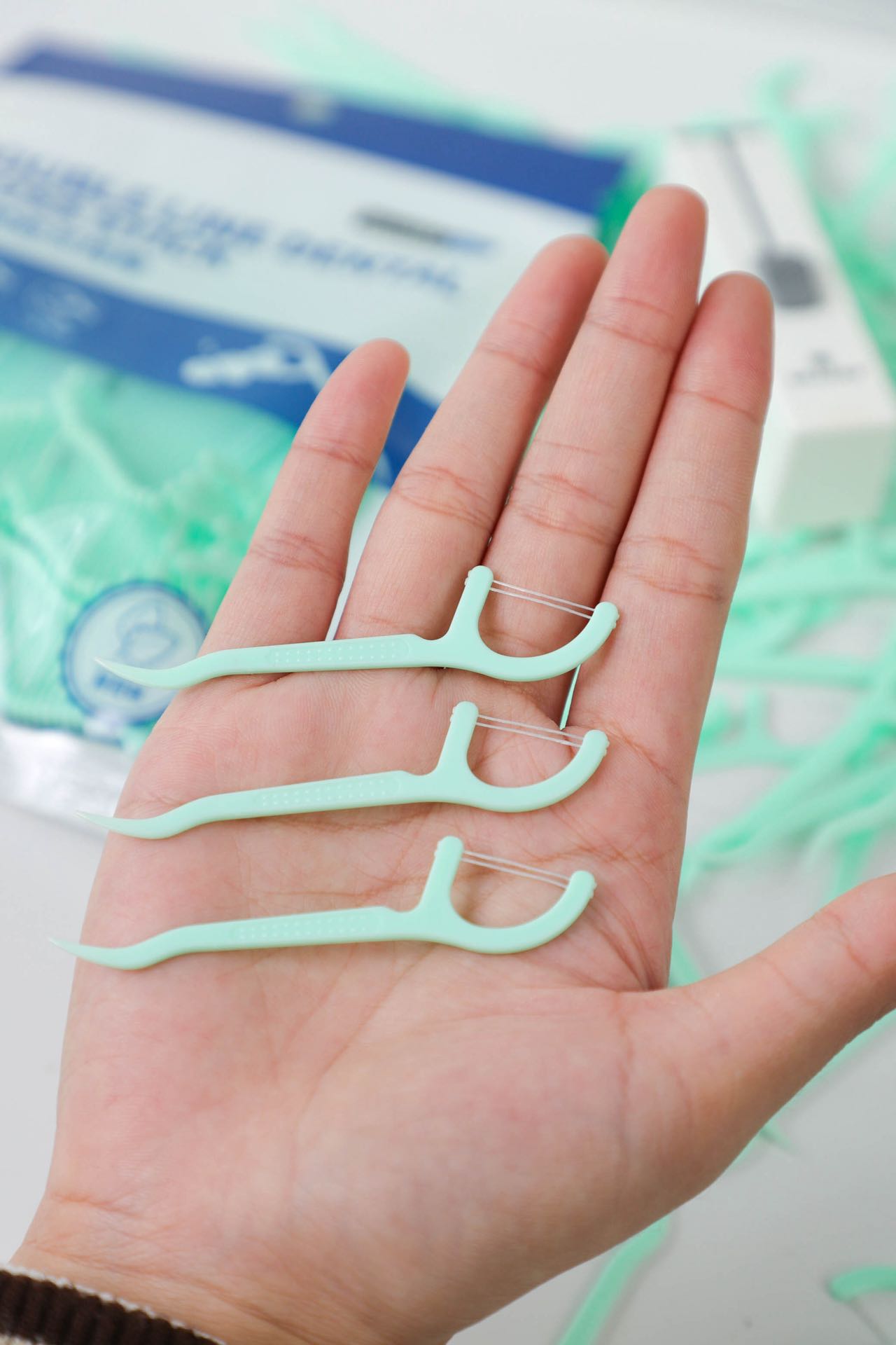 Double Line Dental Floss Stick   