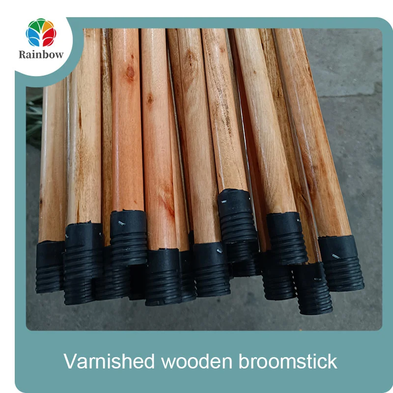 Varnished wooden round head thread paint wooden broom handle 