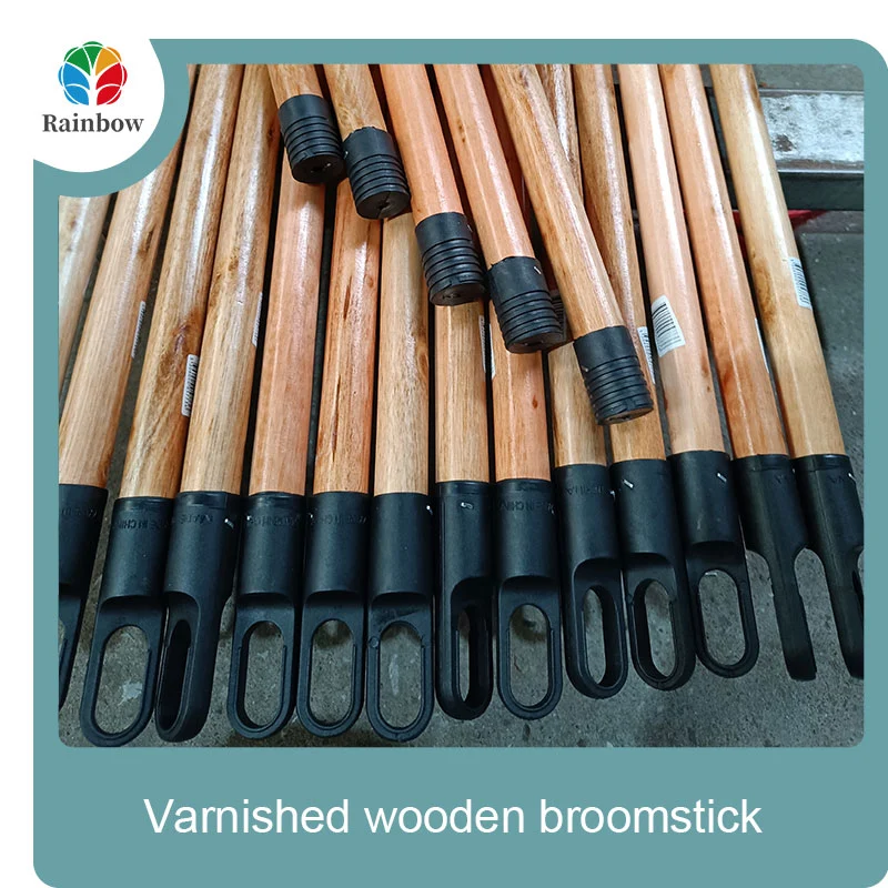 Varnished wooden round head thread paint wooden broom handle 
