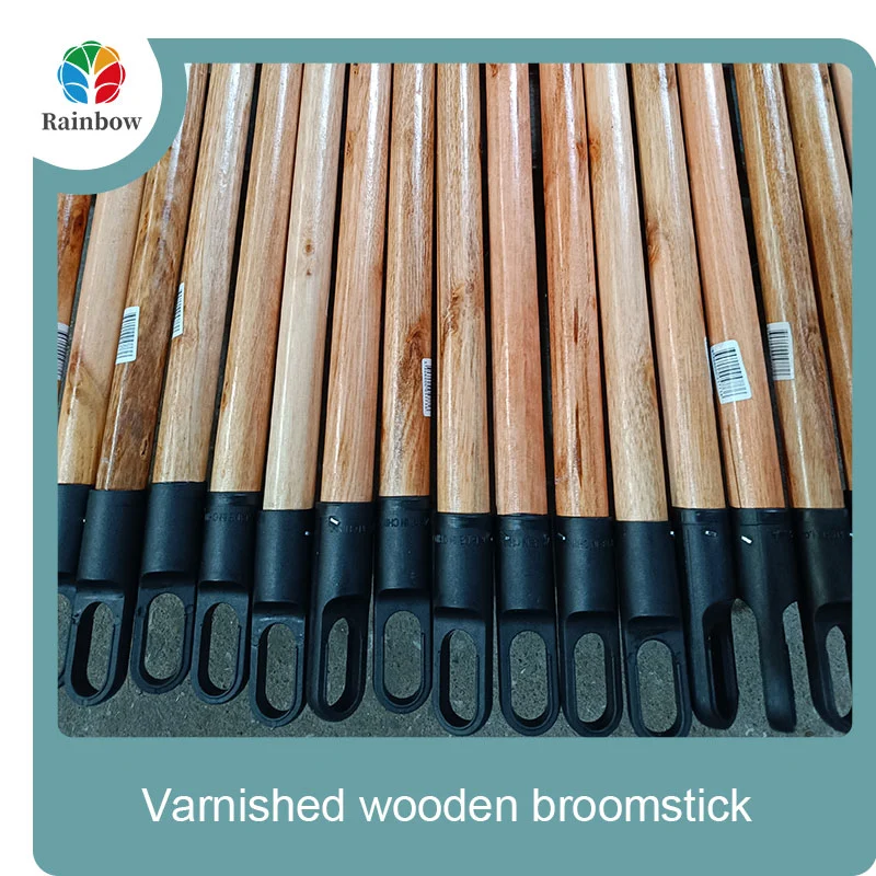 Varnished wooden round head thread paint wooden broom handle 
