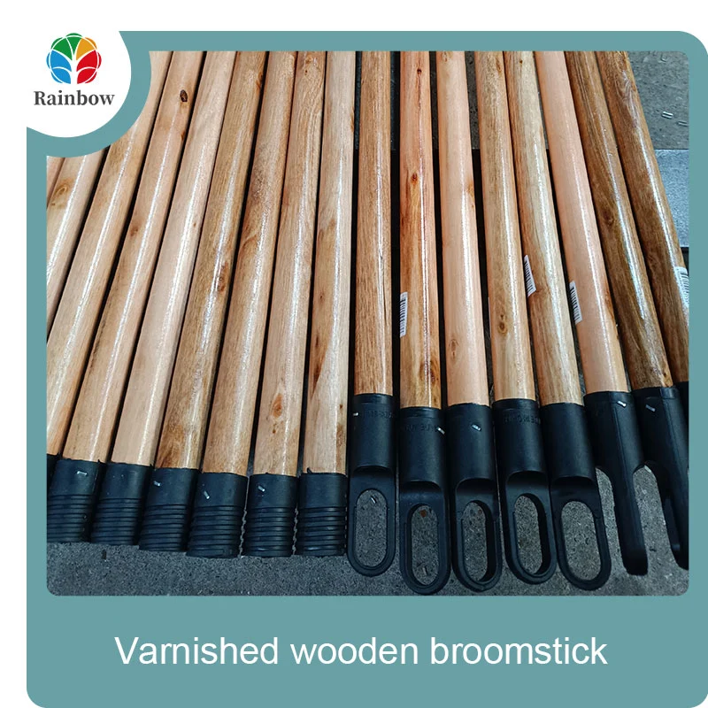 Varnished wooden round head thread paint wooden broom handle 