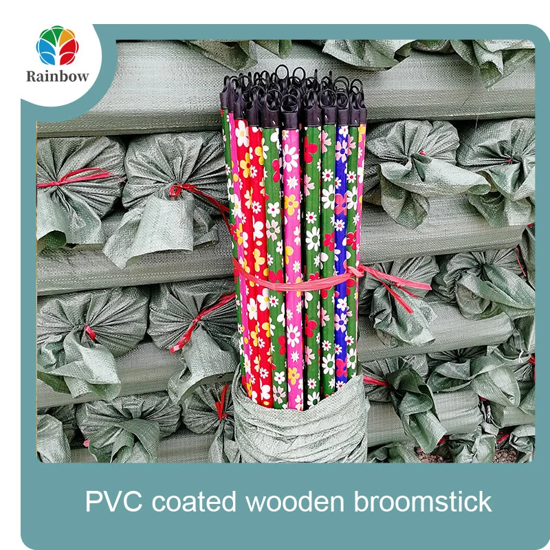 Good quality 120x2.2cm PVC coated wooden mop handle  wooden broomstick