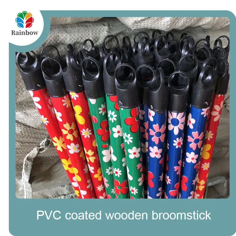 Good quality 120x2.2cm PVC coated wooden mop handle  wooden broomstick