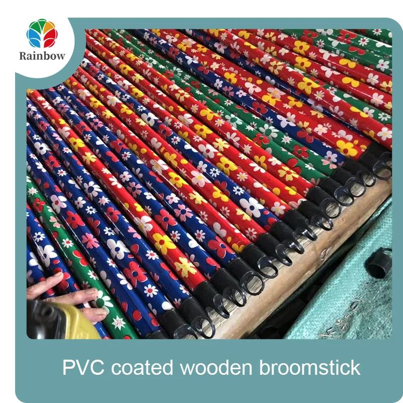 Good quality 120x2.2cm PVC coated wooden mop handle  wooden broomstick