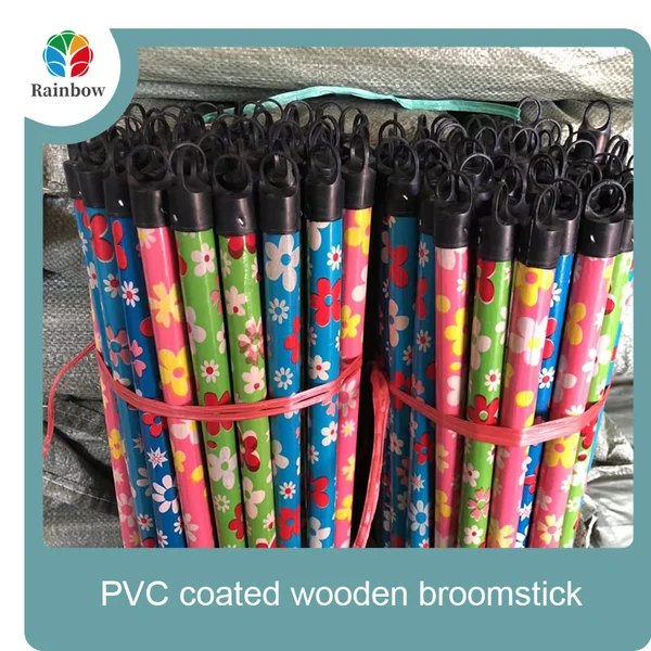 Flooring cleaning broom mop stick with pvc cover for wood broom stick