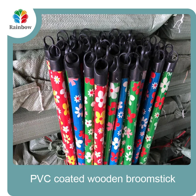 Flooring cleaning broom mop stick with pvc cover for wood broom stick