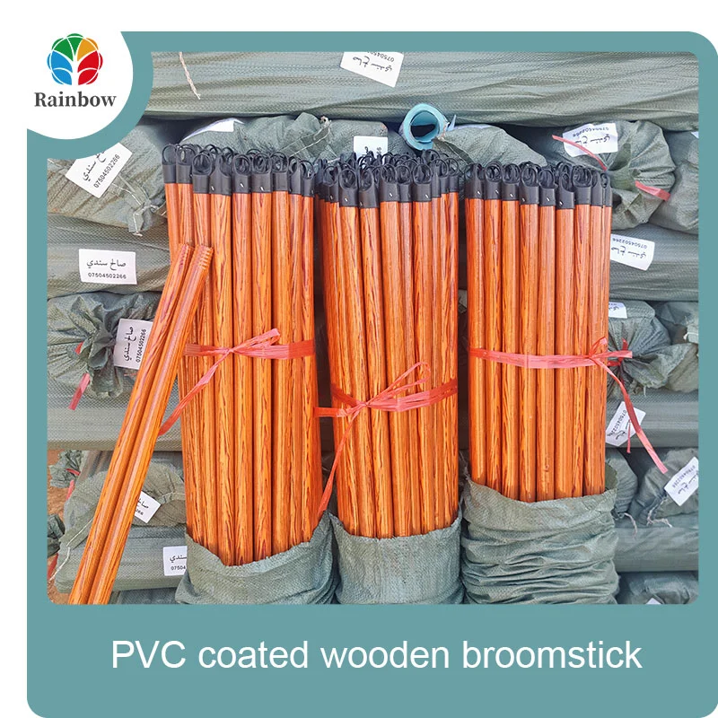 120X2.2cm PVC coated wooden broom stick wooden handle