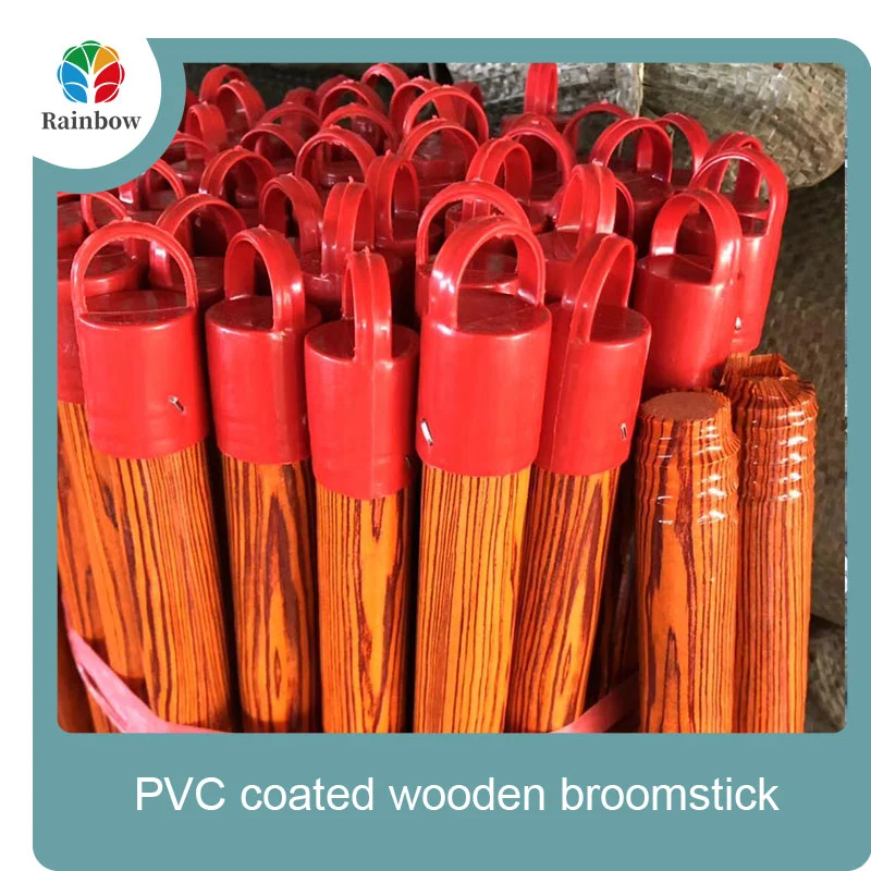 Wholesale Factory Broom Stick PVC Coated Wooden Broom Stick 
