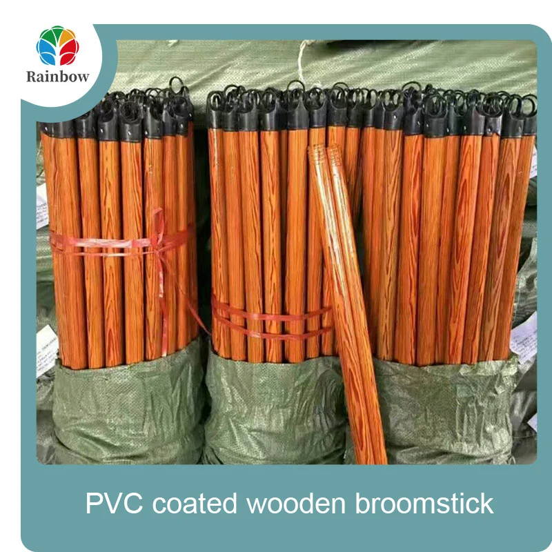 Wholesale Factory Broom Stick PVC Coated Wooden Broom Stick 