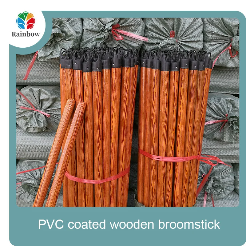 Wholesale Factory Broom Stick PVC Coated Wooden Broom Stick 