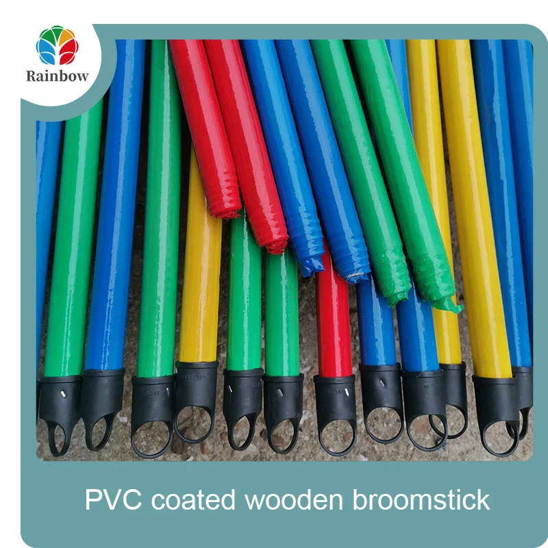 China PVC coated wood broom handle eucalyptus wooden house mop sticks