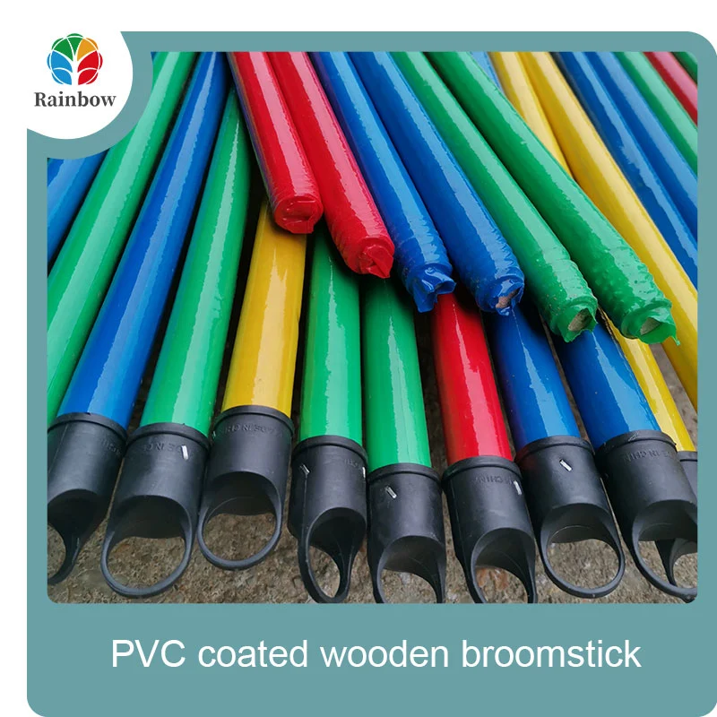 China PVC coated wood broom handle eucalyptus wooden house mop sticks