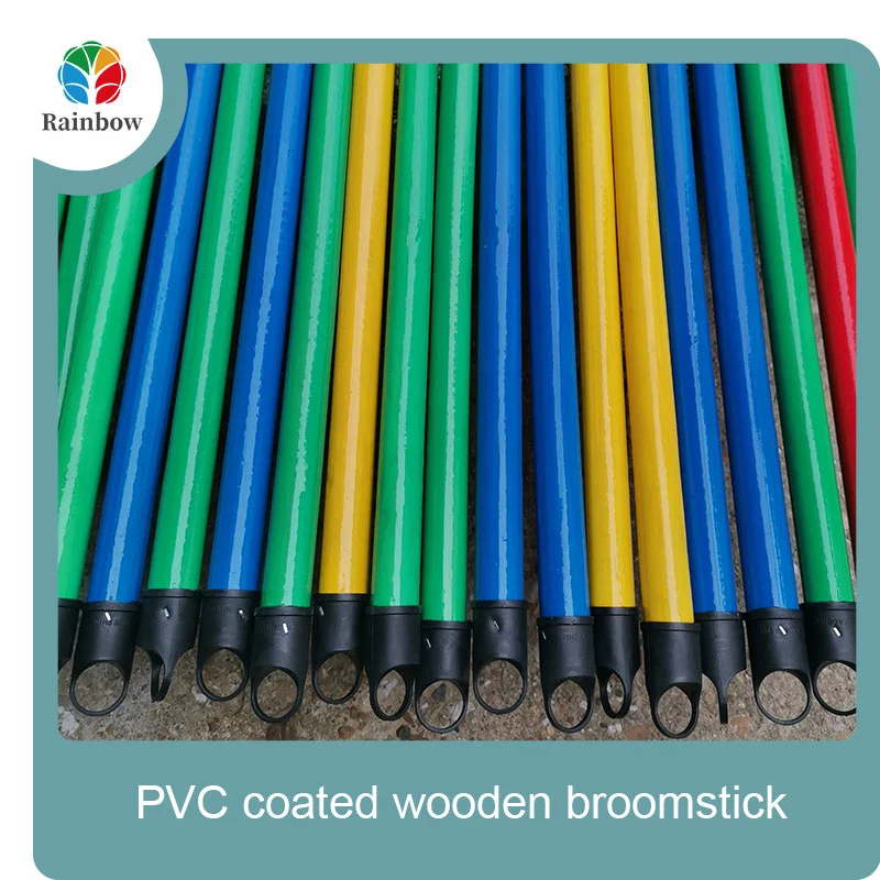 China PVC coated wood broom handle eucalyptus wooden house mop sticks