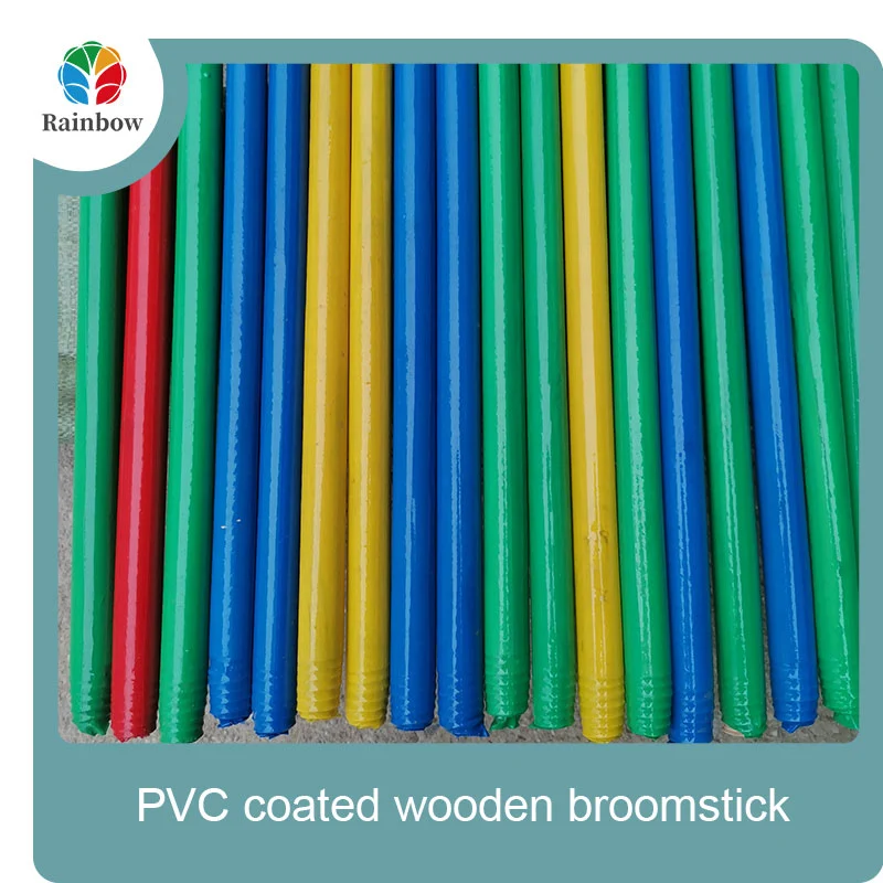 China PVC coated wood broom handle eucalyptus wooden house mop sticks