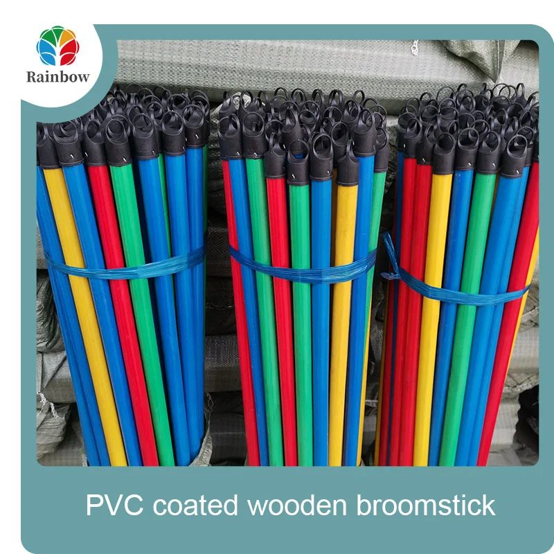 China PVC coated wood broom handle eucalyptus wooden house mop sticks