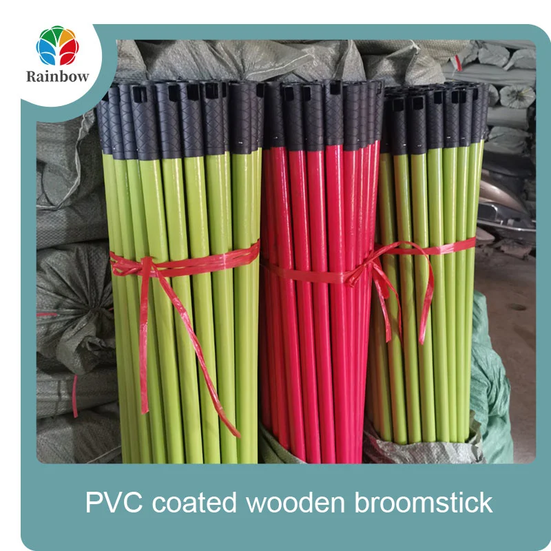 China PVC coated wood broom handle eucalyptus wooden house mop sticks