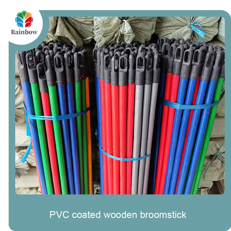 China PVC coated wood broom handle eucalyptus wooden house mop sticks