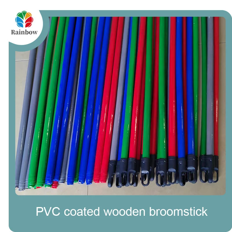 China PVC coated wood broom handle eucalyptus wooden house mop sticks