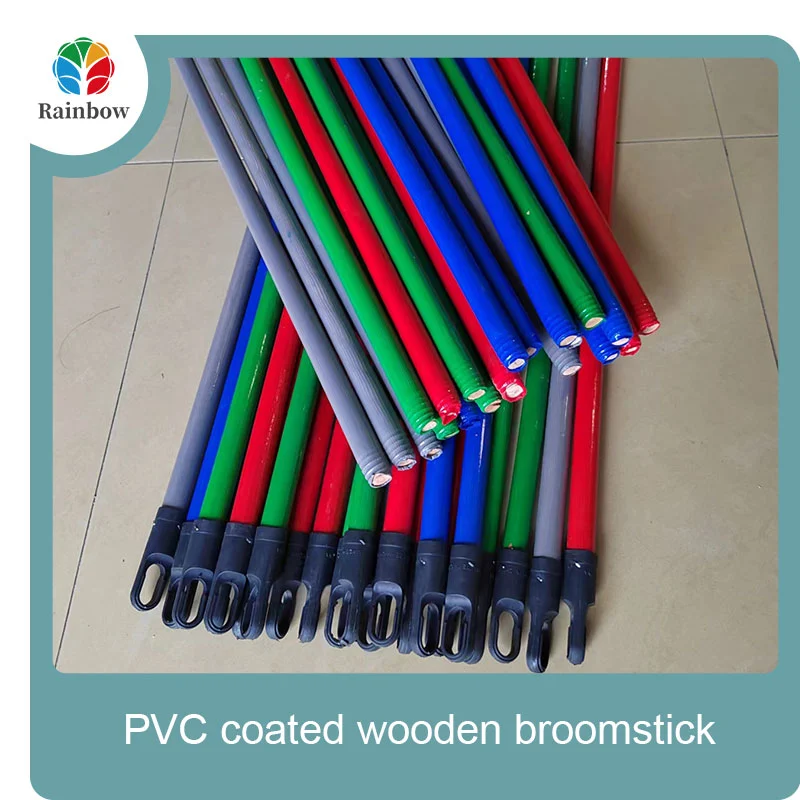 China PVC coated wood broom handle eucalyptus wooden house mop sticks