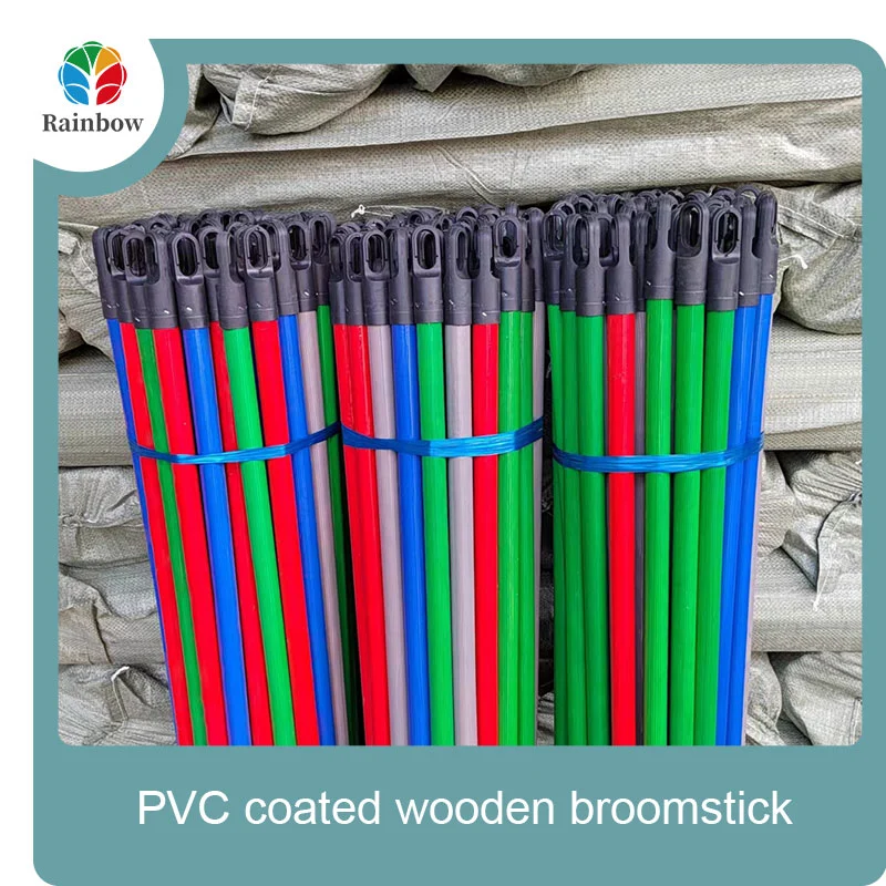 China PVC coated wood broom handle eucalyptus wooden house mop sticks
