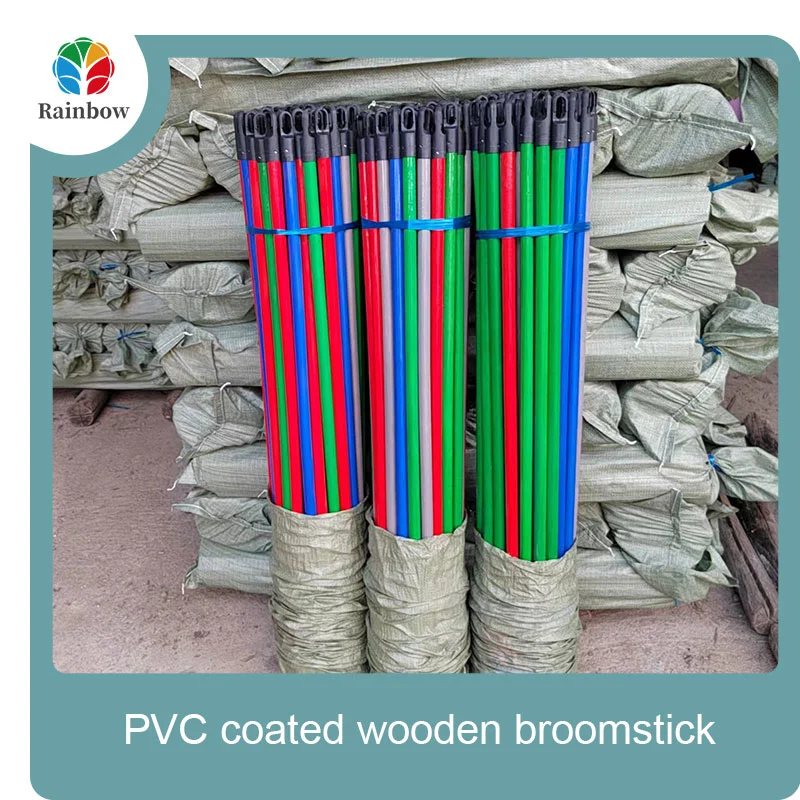 China PVC coated wood broom handle eucalyptus wooden house mop sticks