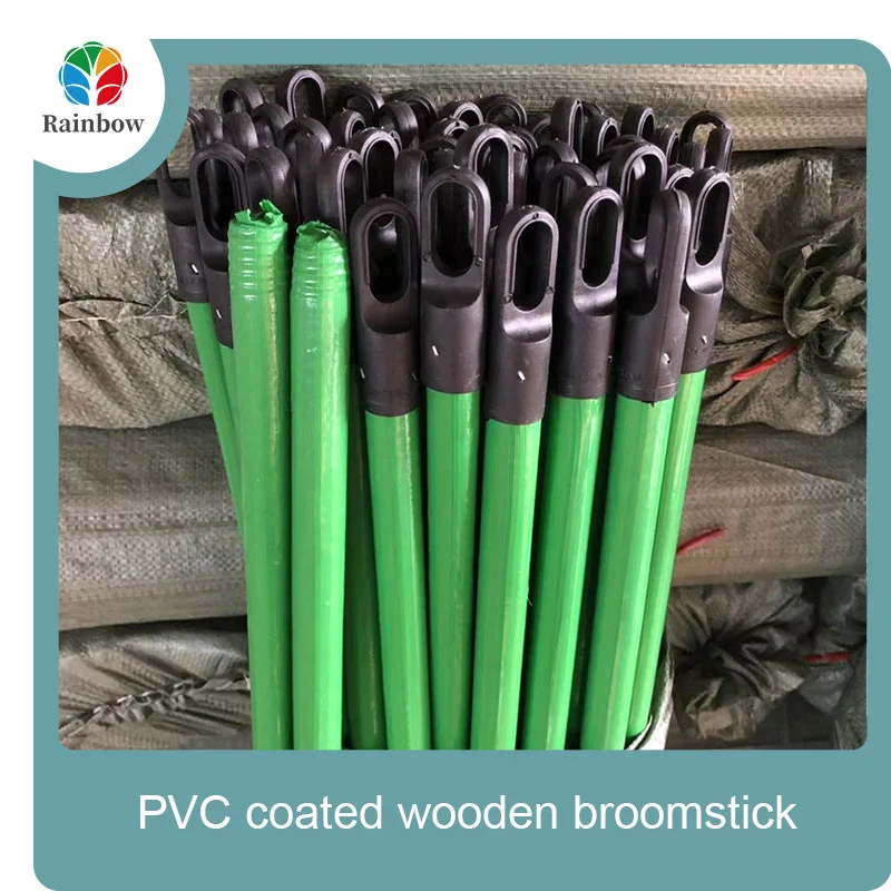 China PVC coated wood broom handle eucalyptus wooden house mop sticks