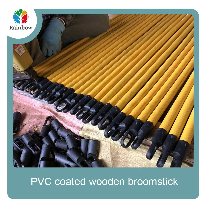 China PVC coated wood broom handle eucalyptus wooden house mop sticks