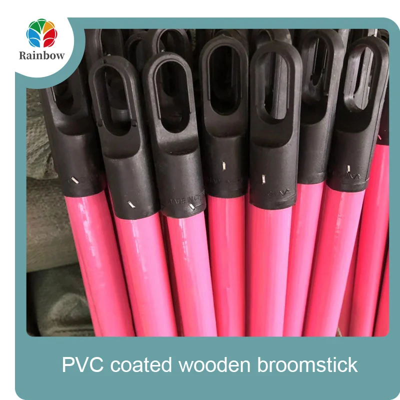 China PVC coated wood broom handle eucalyptus wooden house mop sticks