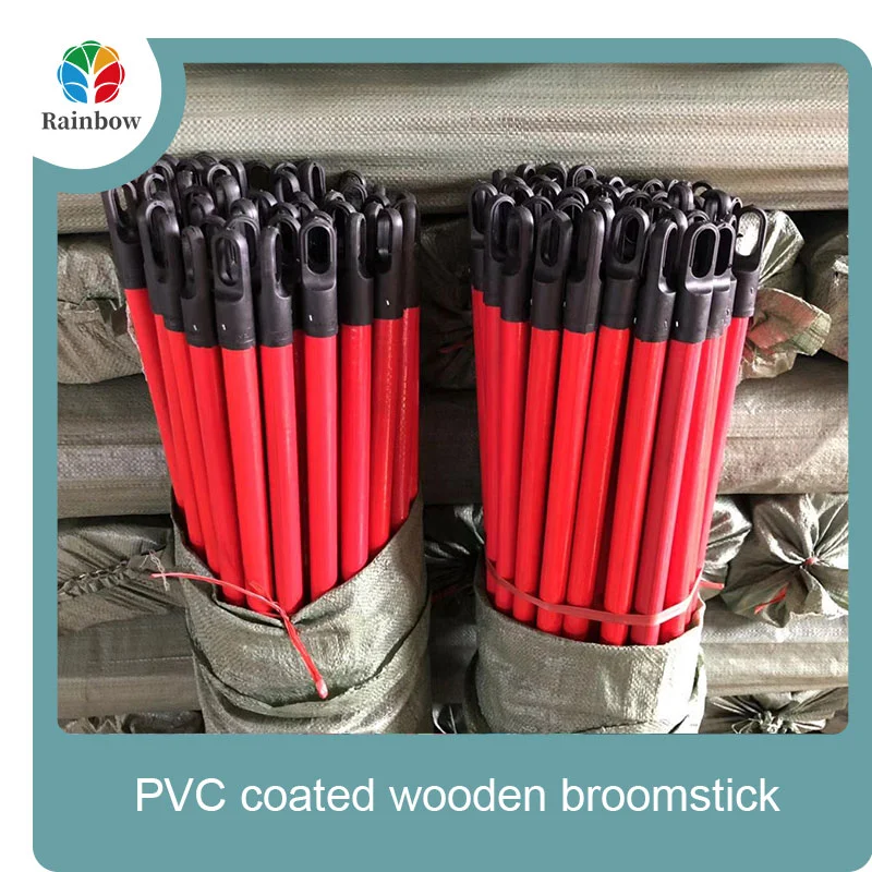 China PVC coated wood broom handle eucalyptus wooden house mop sticks