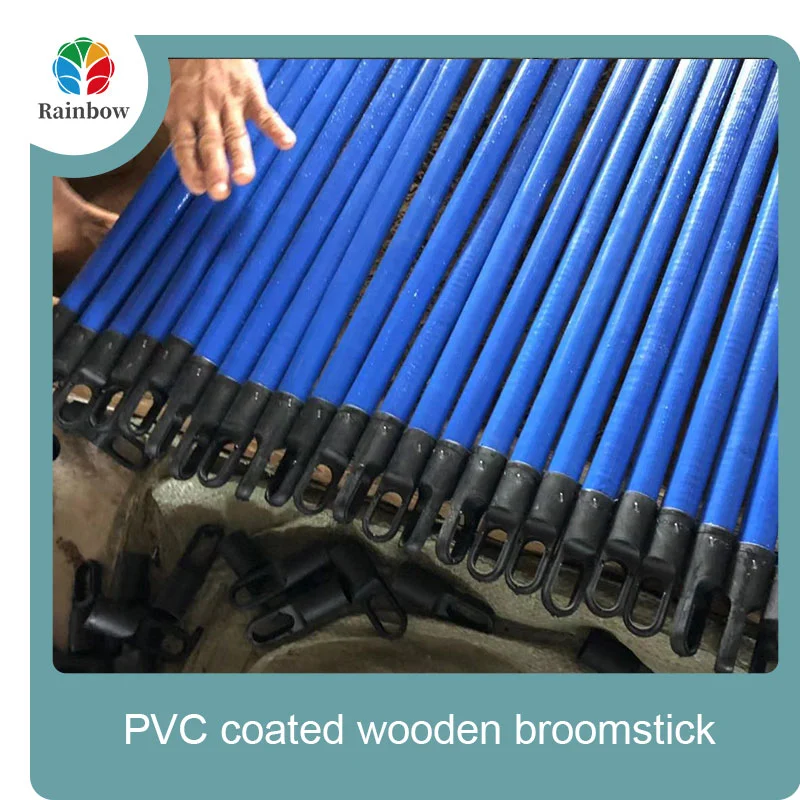 China PVC coated wood broom handle eucalyptus wooden house mop sticks