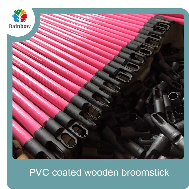 China PVC coated wood broom handle eucalyptus wooden house mop sticks