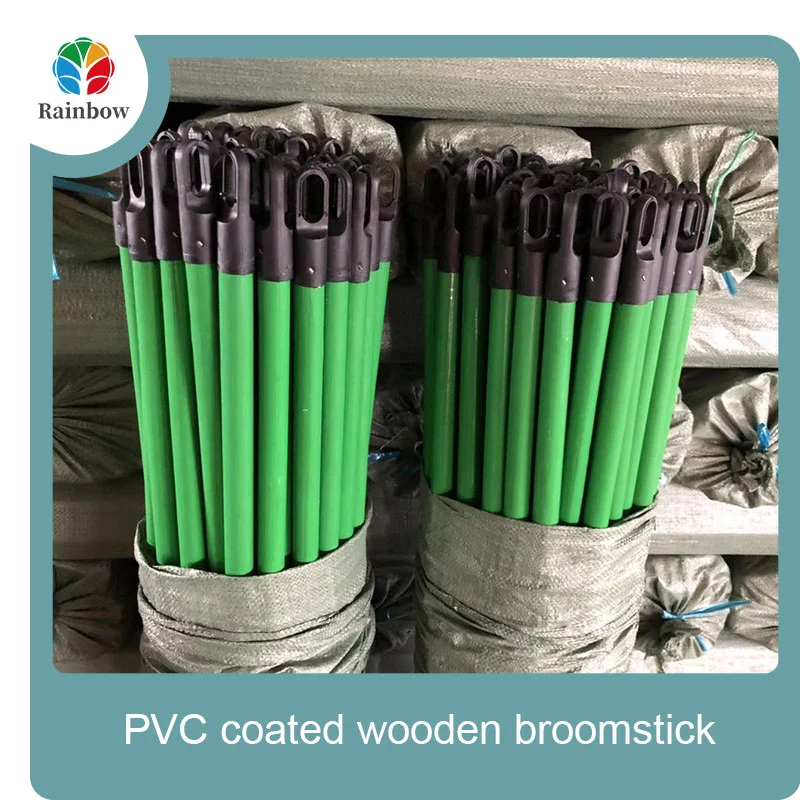 China PVC coated wood broom handle eucalyptus wooden house mop sticks