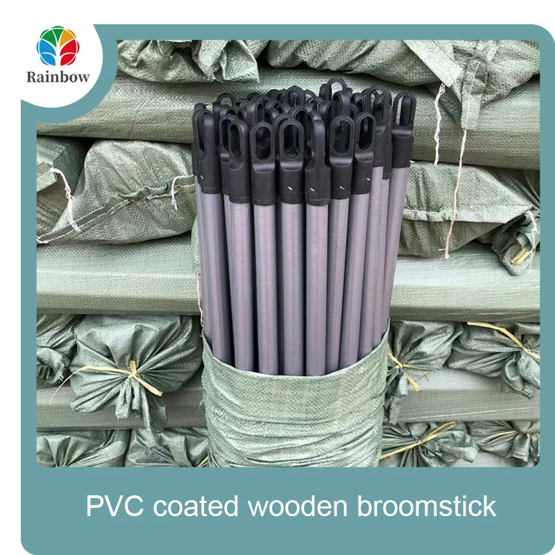China PVC coated wood broom handle eucalyptus wooden house mop sticks
