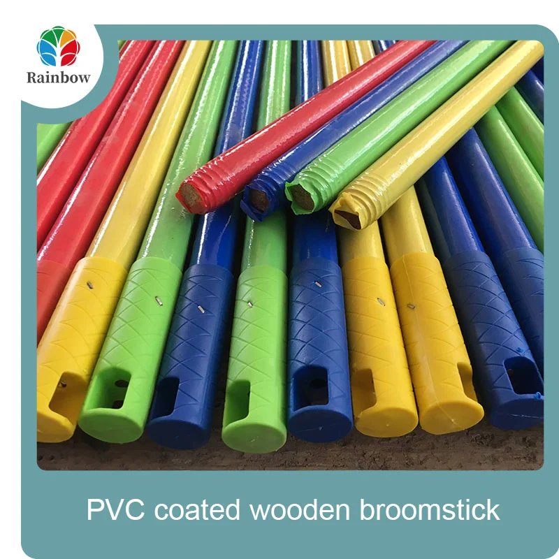 China PVC coated wood broom handle eucalyptus wooden house mop sticks