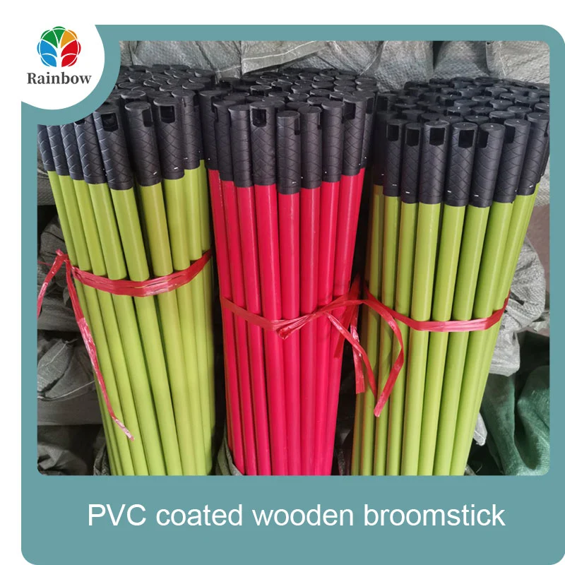 China PVC coated wood broom handle eucalyptus wooden house mop sticks
