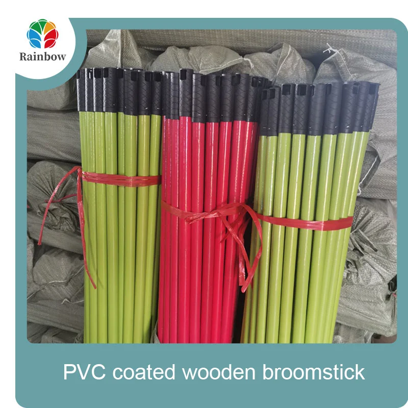 China PVC coated wood broom handle eucalyptus wooden house mop sticks