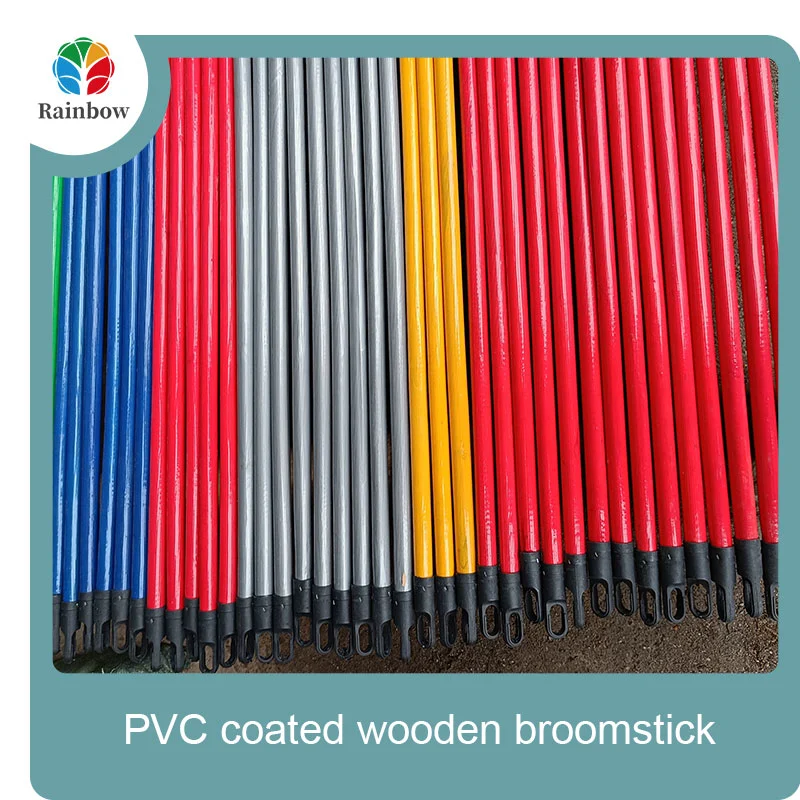 China PVC coated wood broom handle eucalyptus wooden house mop sticks