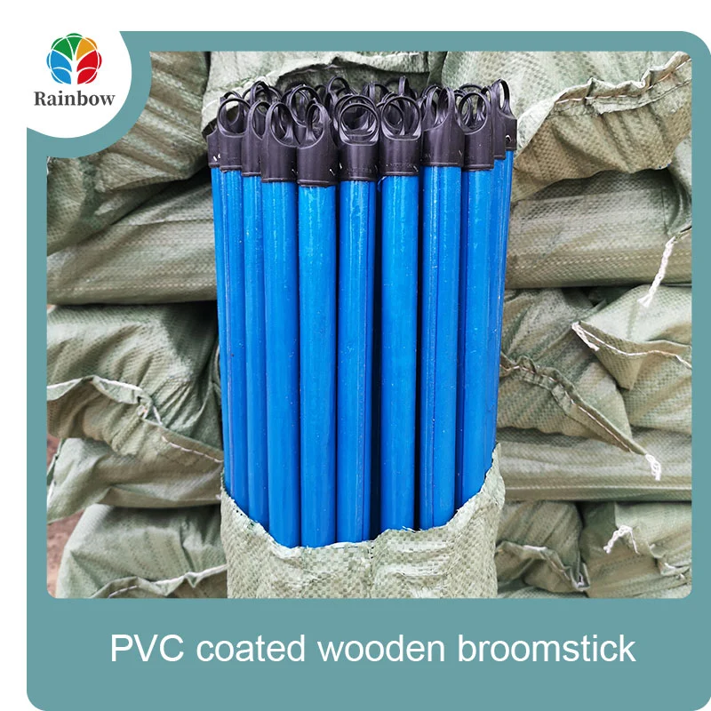 China PVC coated wood broom handle eucalyptus wooden house mop sticks