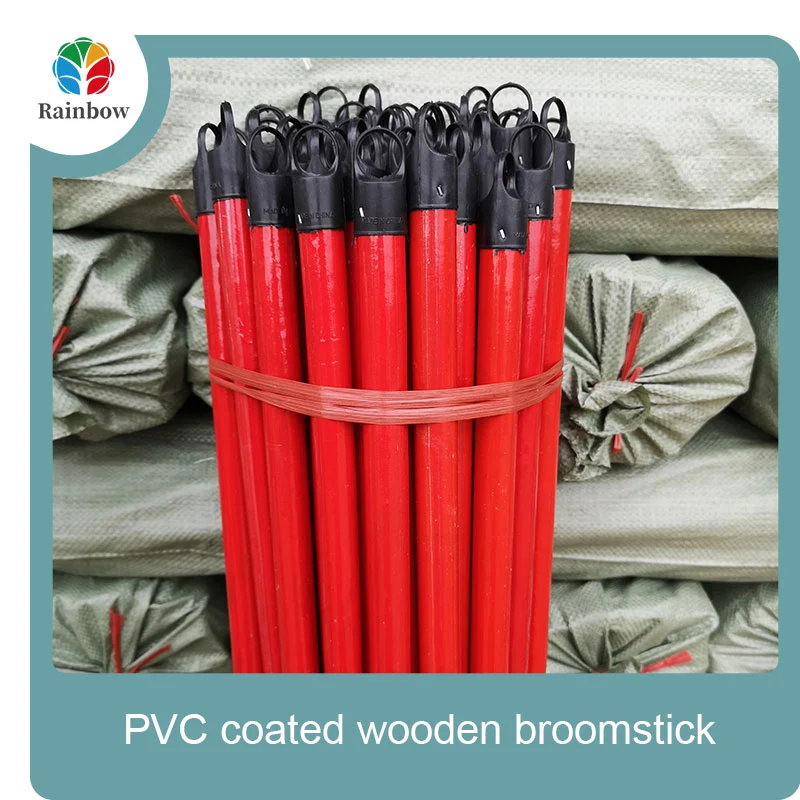 China PVC coated wood broom handle eucalyptus wooden house mop sticks