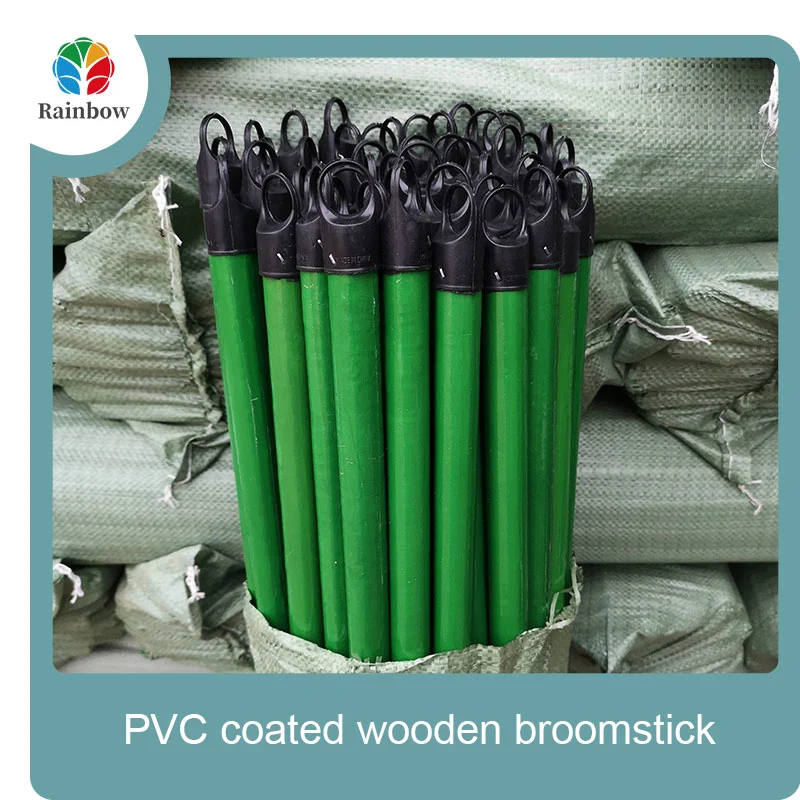 China PVC coated wood broom handle eucalyptus wooden house mop sticks