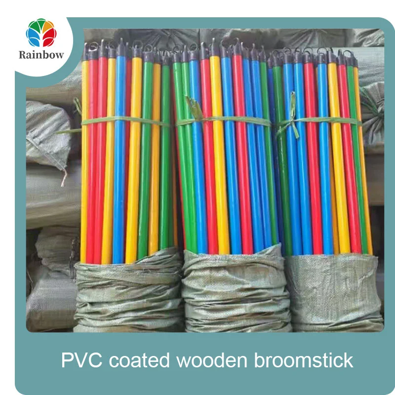 China PVC coated wood broom handle eucalyptus wooden house mop sticks