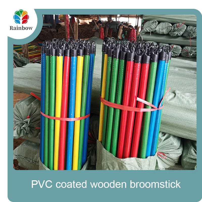 China PVC coated wood broom handle eucalyptus wooden house mop sticks