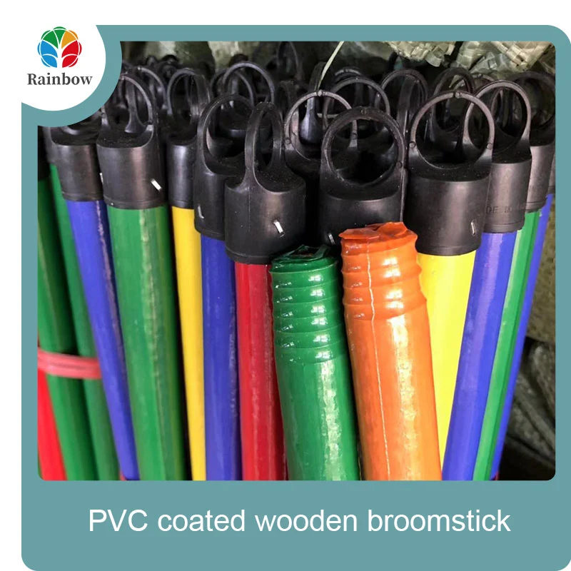 China PVC coated wood broom handle eucalyptus wooden house mop sticks