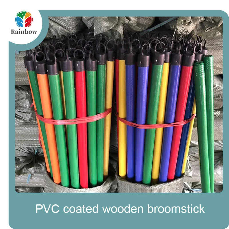 China PVC coated wood broom handle eucalyptus wooden house mop sticks