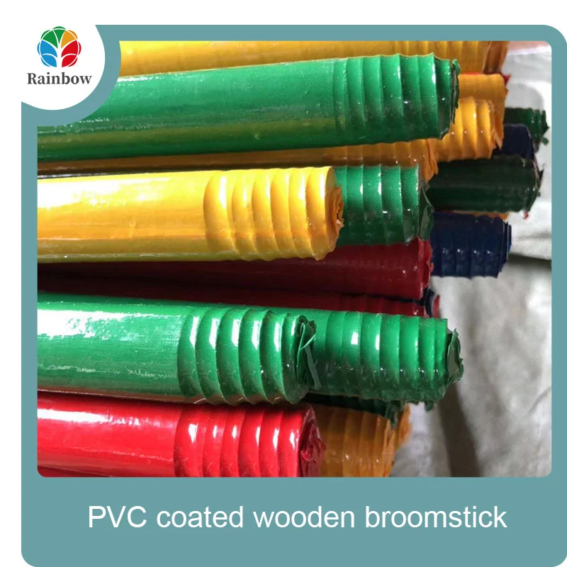 China PVC coated wood broom handle eucalyptus wooden house mop sticks