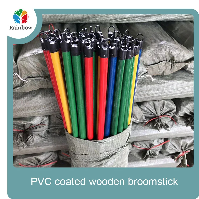 China PVC coated wood broom handle eucalyptus wooden house mop sticks